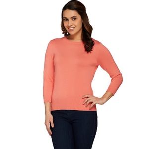 Isaac Mizrahi Live Coral Crew Neck Cotton Blend